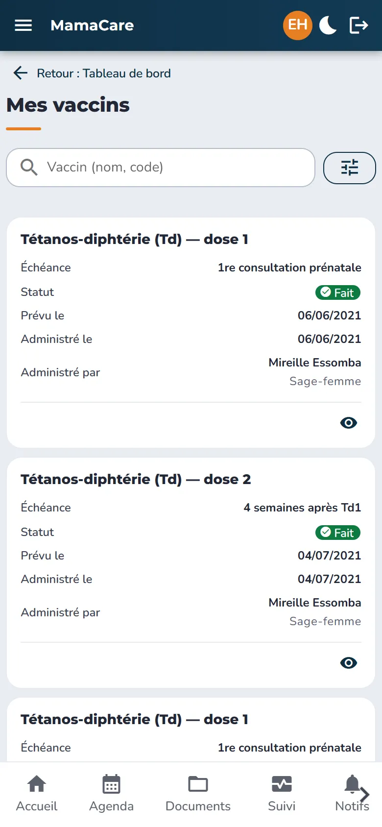 Mes vaccins